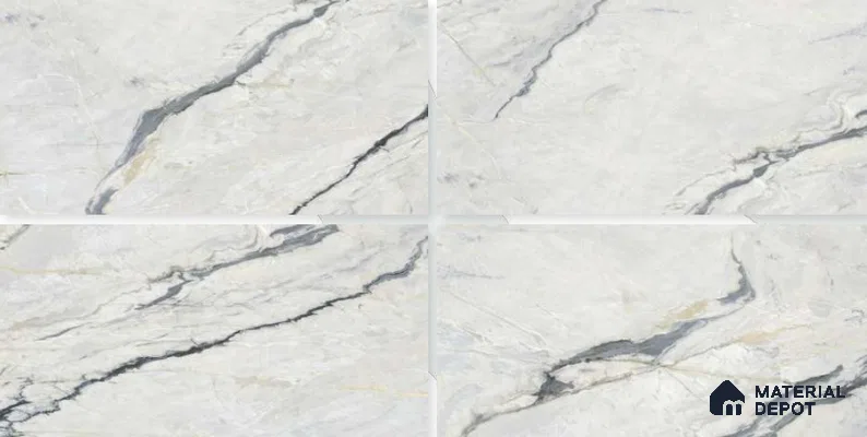 Marble Floor & Wall Tile TL 02202 Canaria Grey 4 ft x 2 ft Glossy Finish Vitrified Tile - 9 mm (Random 5)