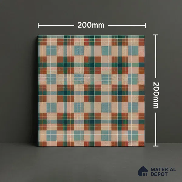 Subway Wall Tile TL 04977 Marrakech Cheques Terra Brown 8 x 8 inch Ceramic Matte Finish - 10 mm | Suitable for Highlighter Walls, Foyer, Bathroom, Kitchen Wall & Backsplashes (Sample)