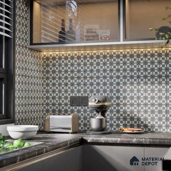 Subway Wall Tile TL 04985 Marrakech Knitted Metrics 8 x 8 inch Ceramic Matte Finish - 10 mm | Suitable for Highlighter Walls, Foyer, Bathroom, Kitchen Wall & Backsplashes (Sample)