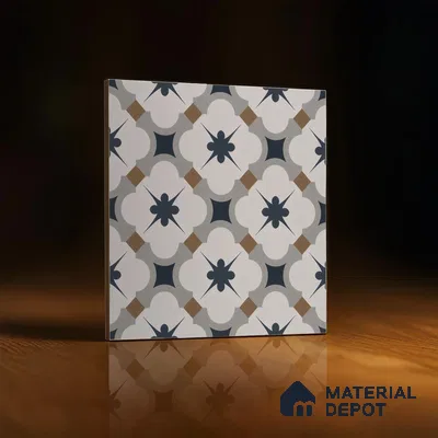 Moroccan Wall & Floor Tile TL 04931 Base & Bloom Decor Starry Sapphire 1 ft x 1 ft Ceramic Matte Finish - 9 mm | Suitable for Bathroom, Kitchen, Dining Area | Please Expect a Slight Variation of Pattern (Sample)