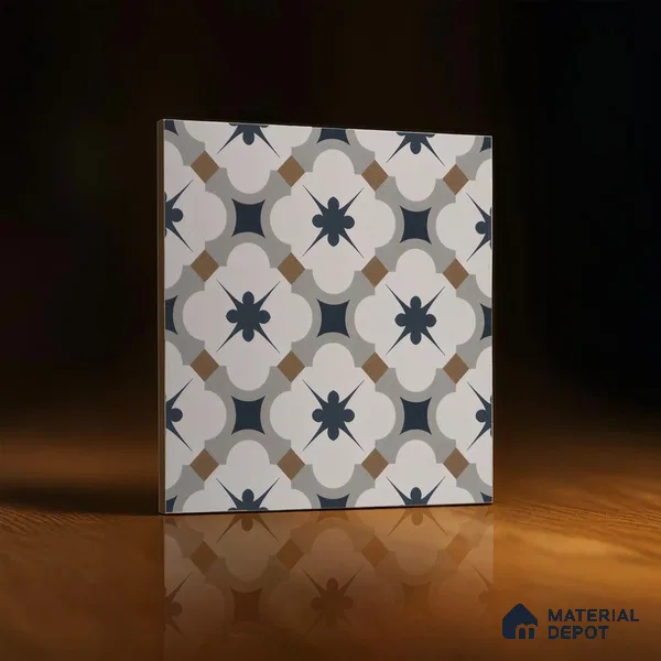 Moroccan Wall & Floor Tile TL 04931 Base & Bloom Decor Starry Sapphire 1 ft x 1 ft Ceramic Matte Finish - 9 mm | Suitable for Bathroom, Kitchen, Dining Area | Please Expect a Slight Variation of Pattern (Sample)