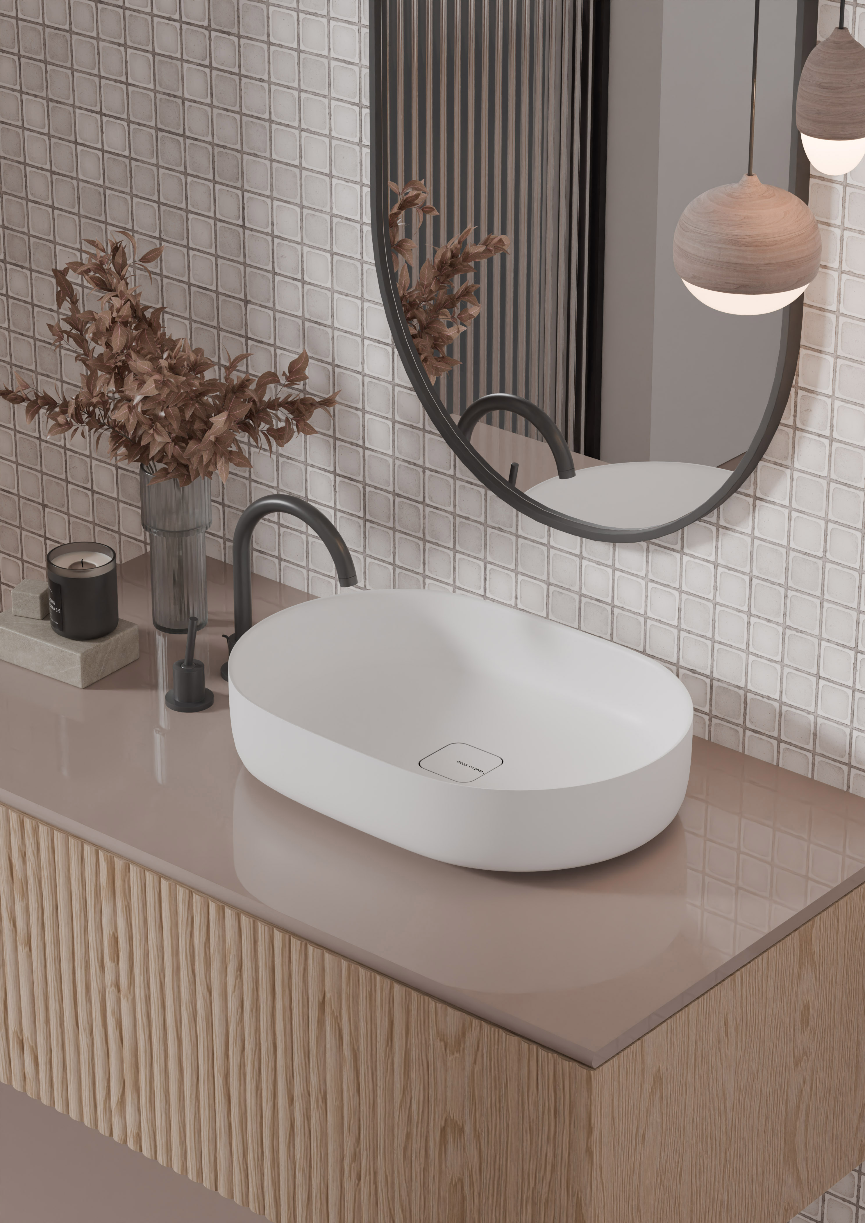 Cairo Marble Rouge Des Pyrenees Translucent Basin BS 00228 M 535 x 360 mm Artificial Stone Acrylic Body Stain Free Designer Basin - 125 mm | Suitable For Bathroom, Vanity & Utility Areas | Image 01