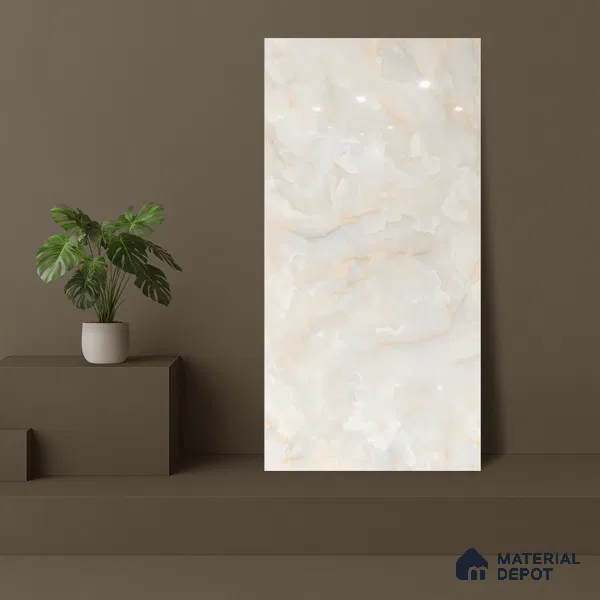 Budget Friendly Marble Floor & Wall Tile Value For Money TL 05584 Onyx Carolina 4 ft x 2 ft - Vitrified Glossy Finish -9 mm | 4 Random Design | Suitable for Living Room, Bedroom & Bathroom