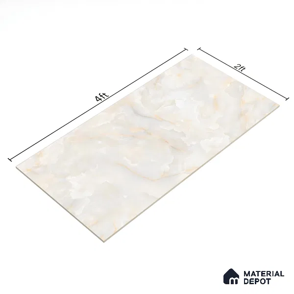 Budget Friendly Marble Floor & Wall Tile Value For Money TL 05584 Onyx Carolina 4 ft x 2 ft - Vitrified Glossy Finish -9 mm | 4 Random Design | Suitable for Living Room, Bedroom & Bathroom