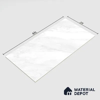 Marble Floor & Wall Tile | TL 02574 Carrara Bianco 4 ft x 2 ft Glossy Finish Random Design Vitrified Tile - 9 mm | Suitable For Living Room, Bedroom, Kitchen (Sample)