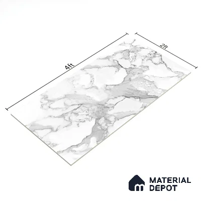 Marble Floor & Wall Tile | TL 02575 Carrara Classico 4 ft x 2 ft Glossy Finish Random Design Vitrified Tile - 9 mm | Suitable For Living Room, Bedroom, Kitchen (Sample)