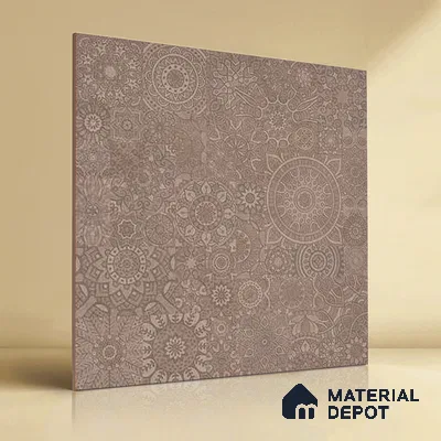 Moroccan Look Floor & Wall Tile TL 06013 Sunburst Sparkle 2 ft x 2 ft Rustic Carving Matte Finish Vitrified Tile - 9 mm | 4 Random Design | Suitable For Living Room, Bedroom, Bathroom, Kitchen & Dining | Please Expect a Slight Variation of Pattern (Sample)