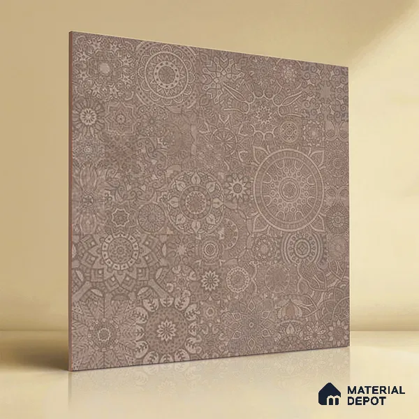 Moroccan Look Floor & Wall Tile TL 06013 Sunburst Sparkle 2 ft x 2 ft Rustic Carving Matte Finish Vitrified Tile - 9 mm | 4 Random Design | Suitable For Living Room, Bedroom, Bathroom, Kitchen & Dining | Please Expect a Slight Variation of Pattern (Sample)