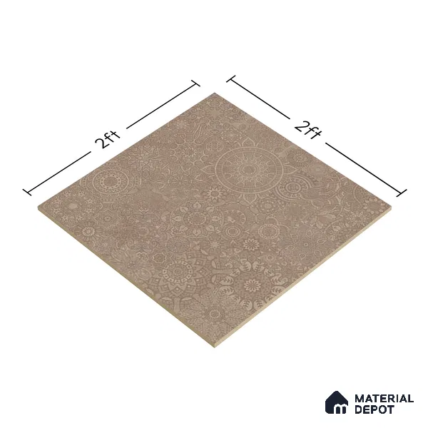 Moroccan Look Floor & Wall Tile TL 06013 Sunburst Sparkle 2 ft x 2 ft Rustic Carving Matte Finish Vitrified Tile - 9 mm | 4 Random Design | Suitable For Living Room, Bedroom, Bathroom, Kitchen & Dining | Please Expect a Slight Variation of Pattern (Sample)