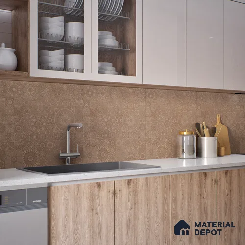 Moroccan Look Floor & Wall Tile TL 06013 Sunburst Sparkle 2 ft x 2 ft Rustic Carving Matte Finish Vitrified Tile - 9 mm | 4 Random Design | Suitable For Kitchen, Bathroom, Dining Area | Please Expect a Slight Variation of Pattern
