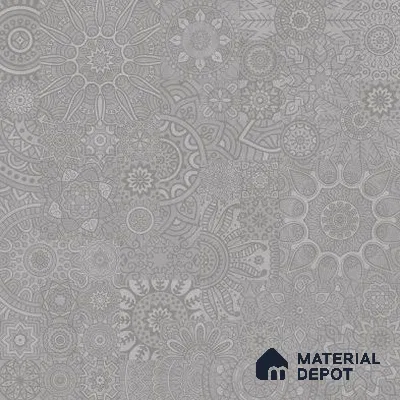 Moroccan Look Floor & Wall Tile TL 06014 Celestial Silver 2 ft x 2 ft Rustic Carving Matte Finish Vitrified Tile - 9 mm | 4 Random Design | Suitable For Kitchen, Bathroom, Dining Area | Please Expect a Slight Variation of Pattern