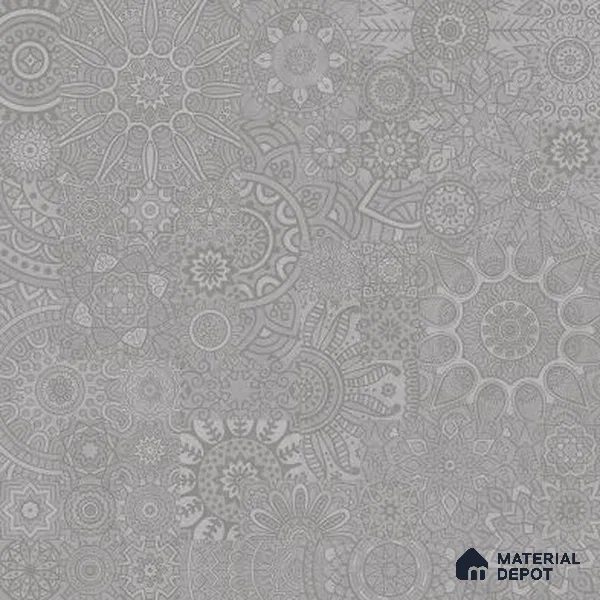 Moroccan Look Floor & Wall Tile TL 06014 Celestial Silver 2 ft x 2 ft Rustic Carving Matte Finish Vitrified Tile - 9 mm | 4 Random Design | Suitable For Kitchen, Bathroom, Dining Area | Please Expect a Slight Variation of Pattern