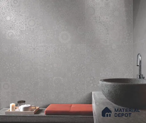 Moroccan Look Floor & Wall Tile TL 06014 Celestial Silver 2 ft x 2 ft Rustic Carving Matte Finish Vitrified Tile - 9 mm | 4 Random Design | Suitable For Kitchen, Bathroom, Dining Area | Please Expect a Slight Variation of Pattern