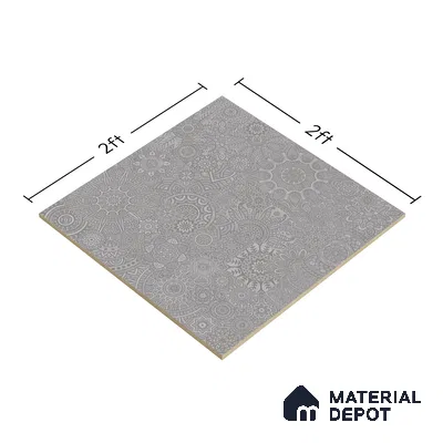 Moroccan Look Floor & Wall Tile TL 06014 Celestial Silver 2 ft x 2 ft Rustic Carving Matte Finish Vitrified Tile - 9 mm | 4 Random Design | Suitable For Kitchen, Bathroom, Dining Area | Please Expect a Slight Variation of Pattern