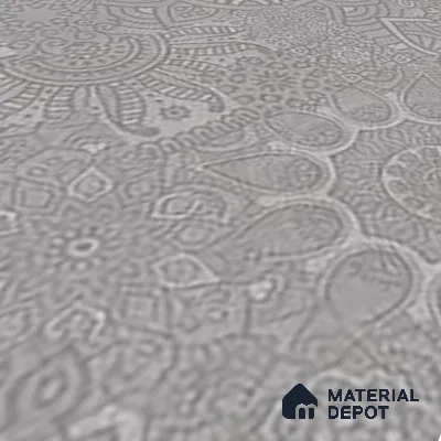 Moroccan Look Floor & Wall Tile TL 06014 Celestial Silver 2 ft x 2 ft Rustic Carving Matte Finish Vitrified Tile - 9 mm | 4 Random Design | Suitable For Kitchen, Bathroom, Dining Area | Please Expect a Slight Variation of Pattern