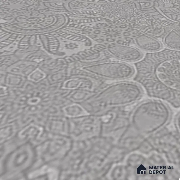 Moroccan Look Floor & Wall Tile TL 06014 Celestial Silver 2 ft x 2 ft Rustic Carving Matte Finish Vitrified Tile - 9 mm | 4 Random Design | Suitable For Kitchen, Bathroom, Dining Area | Please Expect a Slight Variation of Pattern
