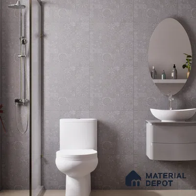 Moroccan Look Floor & Wall Tile TL 06014 Celestial Silver 2 ft x 2 ft Rustic Carving Matte Finish Vitrified Tile - 9 mm | 4 Random Design | Suitable For Kitchen, Bathroom, Dining Area | Please Expect a Slight Variation of Pattern