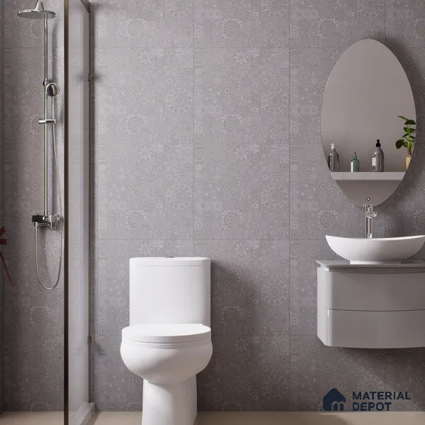 Moroccan Look Floor & Wall Tile TL 06014 Celestial Silver 2 ft x 2 ft Rustic Carving Matte Finish Vitrified Tile - 9 mm | 4 Random Design | Suitable For Kitchen, Bathroom, Dining Area | Please Expect a Slight Variation of Pattern