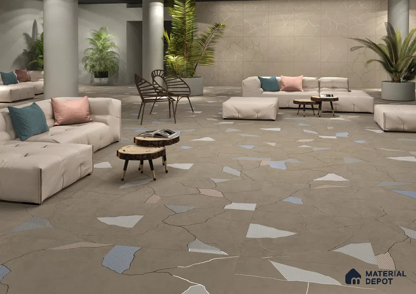 Stone Look Floor & Wall Tile TL 06015 B Zen Copper Arte 2 ft x 2 ft Rustic Carving Matte Finish Vitrified Tile - 9 mm | 8 Random Design | Suitable For Living Room, Bedroom, Bathroom, Kitchen & Dining (Sample)