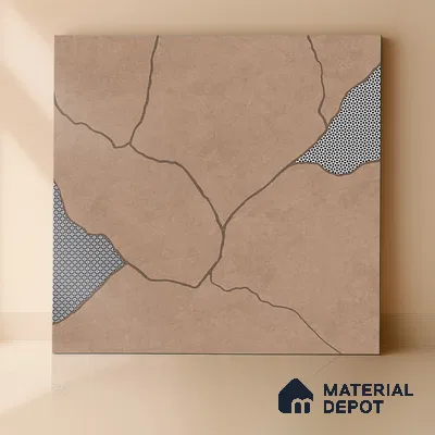 Stone Look Floor & Wall Tile TL 06015 B Zen Copper Arte 2 ft x 2 ft Rustic Carving Matte Finish Vitrified Tile - 9 mm | 8 Random Design | Suitable For Living Room, Bedroom, Bathroom, Kitchen & Dining (Sample)