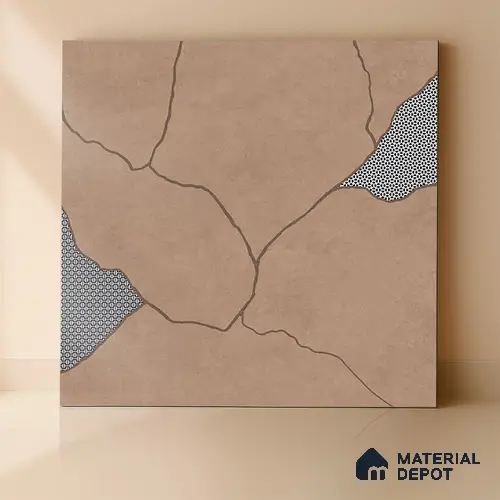 Stone Look Floor & Wall Tile TL 06015 B Zen Copper Arte 2 ft x 2 ft Rustic Carving Matte Finish Vitrified Tile - 9 mm | 8 Random Design | Suitable For Living Room, Bedroom, Bathroom, Kitchen & Dining