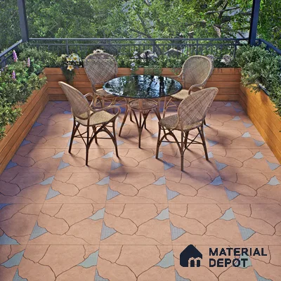 Stone Look Floor & Wall Tile TL 06015 B Zen Copper Arte 2 ft x 2 ft Rustic Carving Matte Finish Vitrified Tile - 9 mm | 8 Random Design | Suitable For Living Room, Bedroom, Bathroom, Kitchen & Dining (Sample)