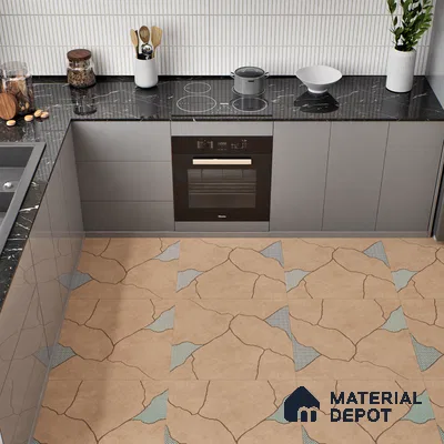 Stone Look Floor & Wall Tile TL 06015 B Zen Copper Arte 2 ft x 2 ft Rustic Carving Matte Finish Vitrified Tile - 9 mm | 8 Random Design | Suitable For Living Room, Bedroom, Bathroom, Kitchen & Dining (Sample)