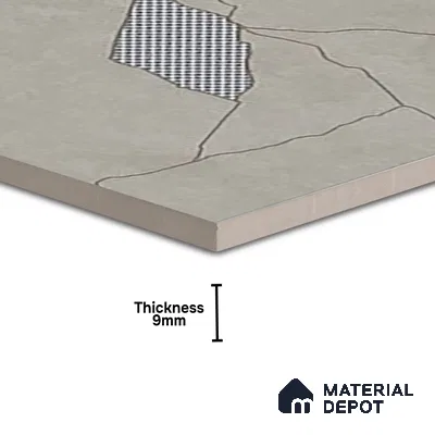 Stone Look Floor & Wall Tile TL 06015 Zen Silver Arte 2 ft x 2 ft Rustic Carving Matte Finish Vitrified Tile - 9 mm | 8 Random Design | Suitable For Living Room, Bedroom, Bathroom, Kitchen & Dining