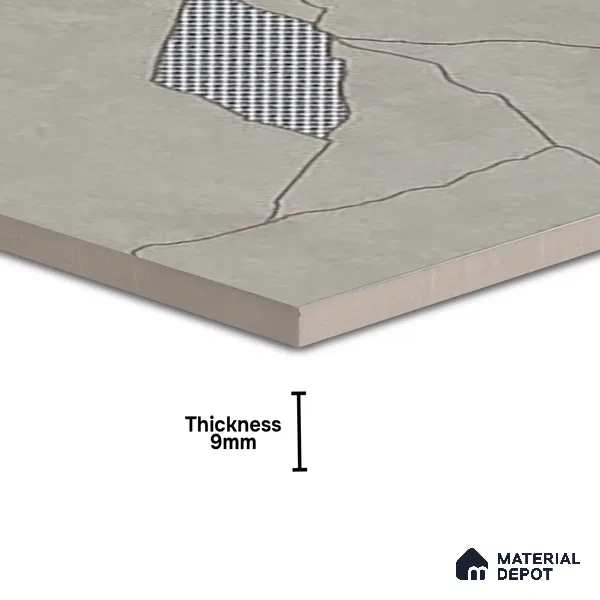 Stone Look Floor & Wall Tile TL 06015 Zen Silver Arte 2 ft x 2 ft Rustic Carving Matte Finish Vitrified Tile - 9 mm | 8 Random Design | Suitable For Living Room, Bedroom, Bathroom, Kitchen & Dining