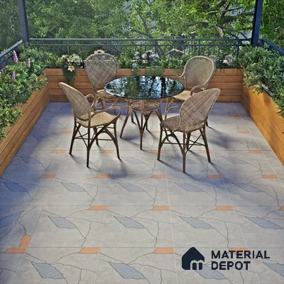 Stone Look Floor & Wall Tile TL 06015 Zen Silver Arte 2 ft x 2 ft Rustic Carving Matte Finish Vitrified Tile - 9 mm | 8 Random Design | Suitable For Living Room, Bedroom, Bathroom, Kitchen & Dining