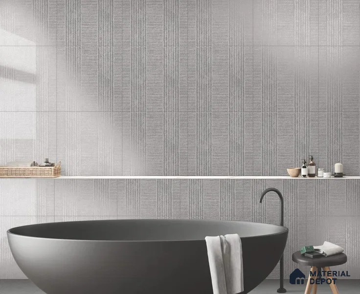 Fabric Look Floor & Wall Tile TL 06017 Pixel Glaze 2 ft x 2 ft Rustic Carving Matte Finish Vitrified Tile - 9 mm |  Suitable For Living Room, Bedroom, Bathroom, Kitchen & Dining (Sample)