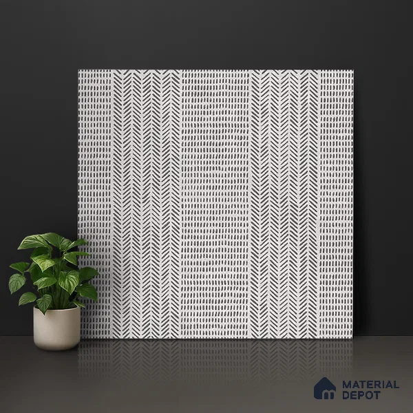Fabric Look Floor & Wall Tile TL 06017 Pixel Glaze 2 ft x 2 ft Rustic Carving Matte Finish Vitrified Tile - 9 mm |  Suitable For Living Room, Bedroom, Bathroom, Kitchen & Dining (Sample)