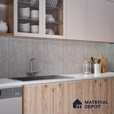Fabric Look Floor & Wall Tile TL 06017 Pixel Glaze 2 ft x 2 ft Rustic Carving Matte Finish Vitrified Tile - 9 mm |  Suitable For Living Room, Bedroom, Bathroom, Kitchen & Dining (Sample)