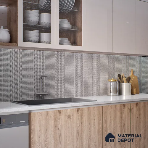 Geometric Look Floor & Wall Tile TL 06017 Pixel Glaze 2 ft x 2 ft Rustic Carving Matte Finish Vitrified Tile - 9 mm |  Suitable For Living Room, Bedroom, Bathroom, Kitchen & Dining