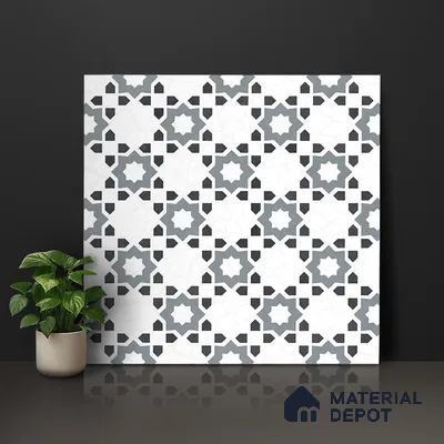 Moroccan Look Floor & Wall Tile TL 06018 Glazed Ice 2 ft x 2 ft Rustic Carving Matte Finish Vitrified Tile - 9 mm | 1 Random Design | Suitable For Living Room, Bedroom, Bathroom, Kitchen & Dining | Please Expect a Slight Variation of Pattern (Sample)