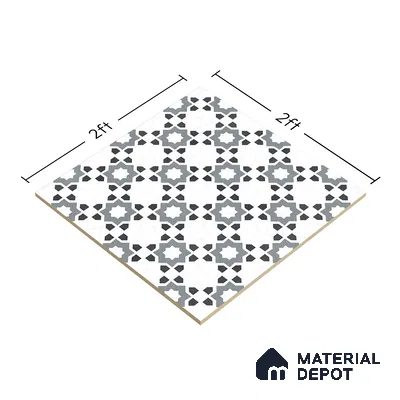 Moroccan Look Floor & Wall Tile TL 06018 Glazed Ice 2 ft x 2 ft Rustic Carving Matte Finish Vitrified Tile - 9 mm | 1 Random Design | Suitable For Living Room, Bedroom, Bathroom, Kitchen & Dining | Please Expect a Slight Variation of Pattern (Sample)