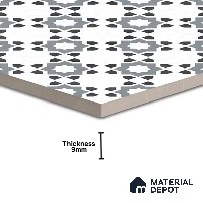 Moroccan Look Floor & Wall Tile TL 06018 Glazed Ice 2 ft x 2 ft Rustic Carving Matte Finish Vitrified Tile - 9 mm | 1 Random Design | Suitable For Living Room, Bedroom, Bathroom, Kitchen & Dining | Please Expect a Slight Variation of Pattern (Sample)