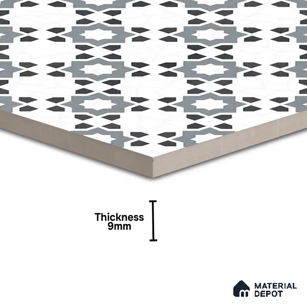 Moroccan Look Floor & Wall Tile TL 06018 Glazed Ice 2 ft x 2 ft Rustic Carving Matte Finish Vitrified Tile - 9 mm | 1 Random Design | Suitable For Living Room, Bedroom, Bathroom, Kitchen & Dining | Please Expect a Slight Variation of Pattern (Sample)