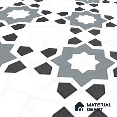Moroccan Look Floor & Wall Tile TL 06018 Glazed Ice 2 ft x 2 ft Rustic Carving Matte Finish Vitrified Tile - 9 mm | 1 Random Design | Suitable For Living Room, Bedroom, Bathroom, Kitchen & Dining | Please Expect a Slight Variation of Pattern (Sample)
