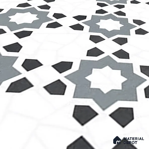 Moroccan Look Floor & Wall Tile TL 06018 Glazed Ice 2 ft x 2 ft Rustic Carving Matte Finish Vitrified Tile - 9 mm | 1 Random Design | Suitable For Living Room, Bedroom, Bathroom, Kitchen & Dining | Please Expect a Slight Variation of Pattern (Sample)