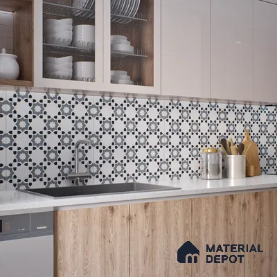 Moroccan Look Floor & Wall Tile TL 06018 Glazed Ice 2 ft x 2 ft Rustic Carving Matte Finish Vitrified Tile - 9 mm | 1 Random Design | Suitable For Living Room, Bedroom, Bathroom, Kitchen & Dining | Please Expect a Slight Variation of Pattern (Sample)