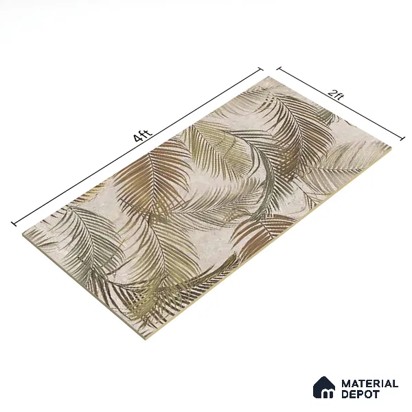 Grey Floral Wall Tile TL 06692 B Gravier Arctic Glow Embellish 2 ft x 4 ft Vitrified Glossy Finish - 9 mm | Suitable for Living Room, Bedroom, Bathroom (Sample)