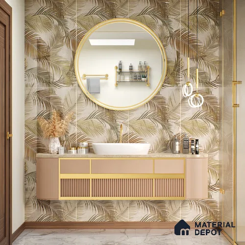 Grey Floral Wall Tile TL 06692 B Gravier Arctic Glow Embellish 2 ft x 4 ft Vitrified Glossy Finish - 9 mm | Suitable for Living Room, Bedroom, Bathroom
