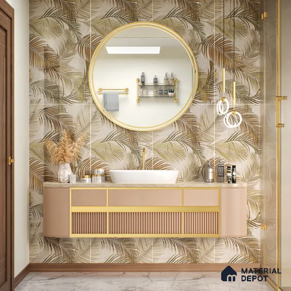Grey Floral Wall Tile TL 06692 B Gravier Arctic Glow Embellish 2 ft x 4 ft Vitrified Glossy Finish - 9 mm | Suitable for Living Room, Bedroom, Bathroom (Sample)