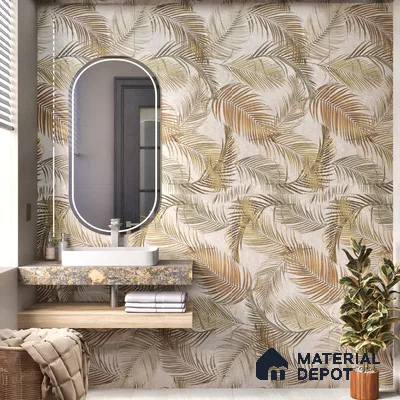 Grey Floral Wall Tile TL 06692 B Gravier Arctic Glow Embellish 2 ft x 4 ft Vitrified Glossy Finish - 9 mm | Suitable for Living Room, Bedroom, Bathroom (Sample)