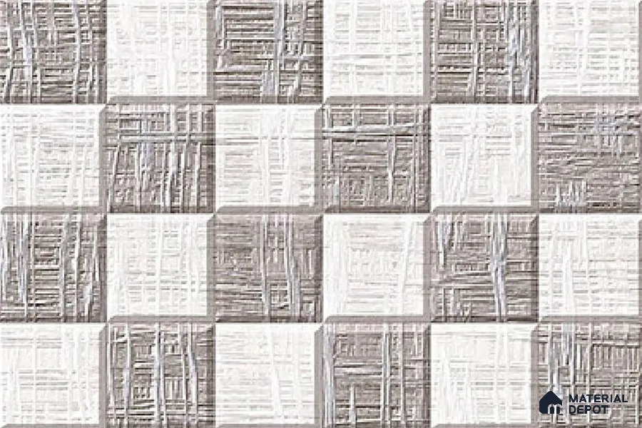 TL 01898 B Dark Grey & White Highlighter 18 x 12 inch Glossy Finish Ceramic Wall Tile - 6 mm