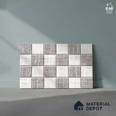 TL 01898 B Dark Grey & White Highlighter 18 x 12 inch Glossy Finish Ceramic Wall Tile - 6 mm