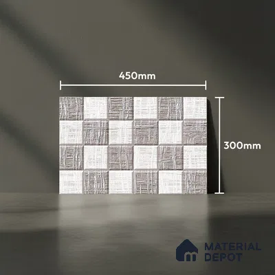 TL 01898 B Dark Grey & White Highlighter 18 x 12 inch Glossy Finish Ceramic Wall Tile - 6 mm
