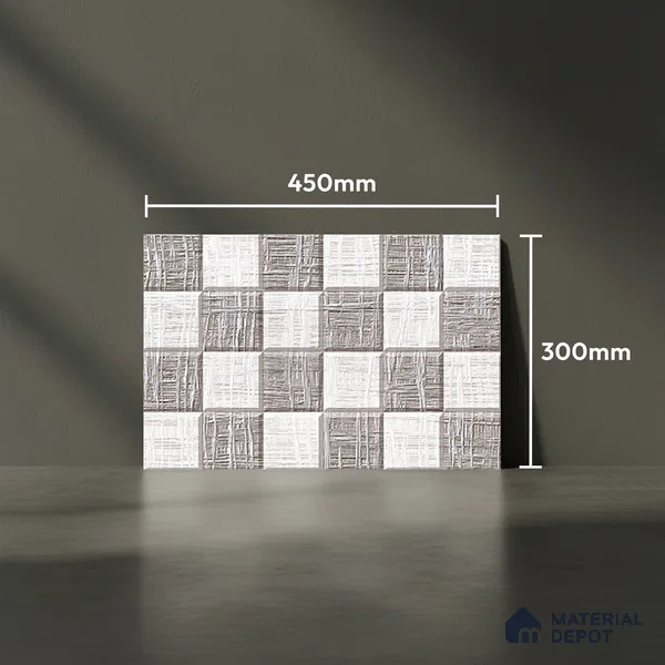 TL 01898 B Dark Grey & White Highlighter 18 x 12 inch Glossy Finish Ceramic Wall Tile - 6 mm