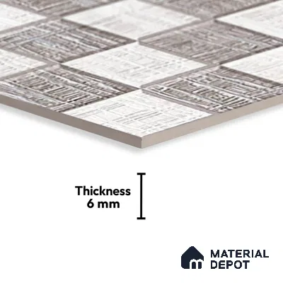 TL 01898 B Dark Grey & White Highlighter 18 x 12 inch Glossy Finish Ceramic Wall Tile - 6 mm